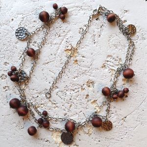 Beaded earring and necklace set 💠 wooden beads